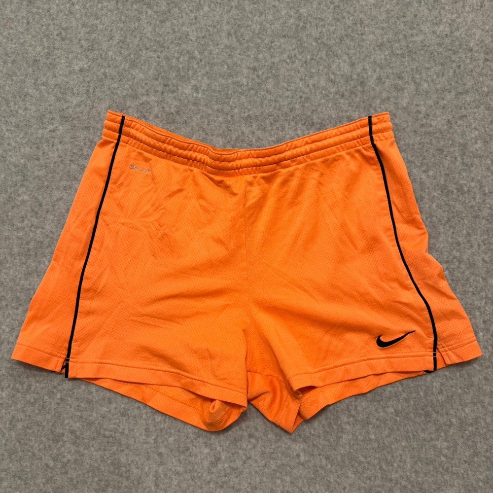 Nike Dri-FIT Womens Orange Mesh Athletic Shorts Running Size Medium